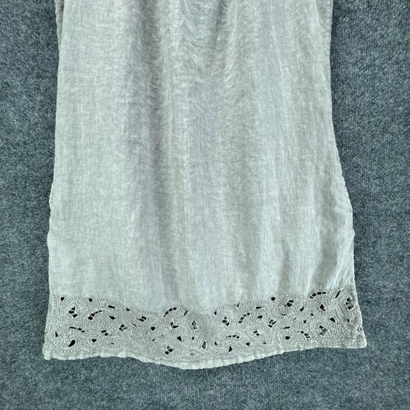 Artisan NY Dress Womens Small Gray Linen Sleeveless Lagenlook Eyelet Boho Casual - Picture 3 of 14